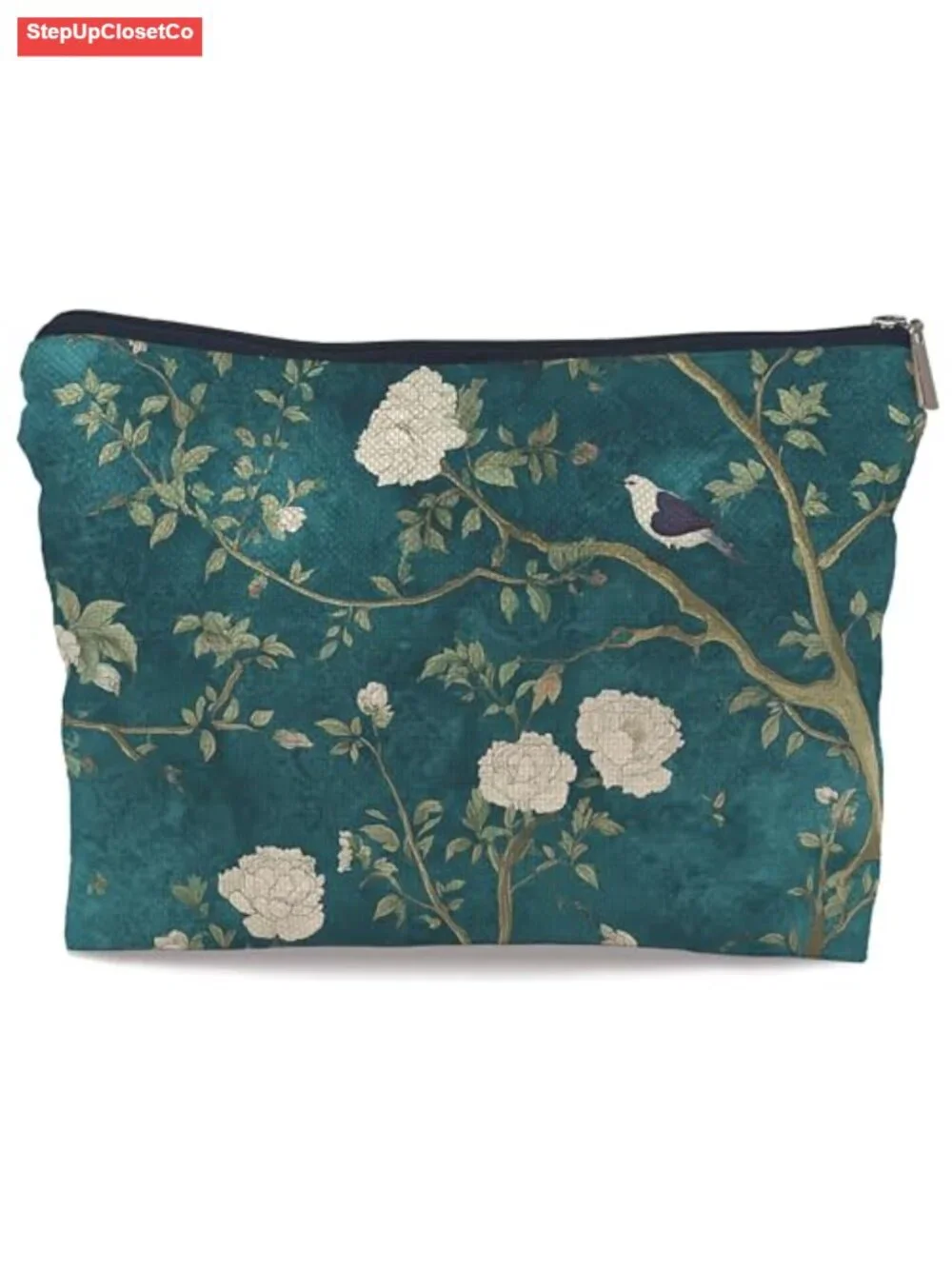 Linen Canvas Zip Cosmetic Bag Toiletry Pouch Travel Makeup Organizer